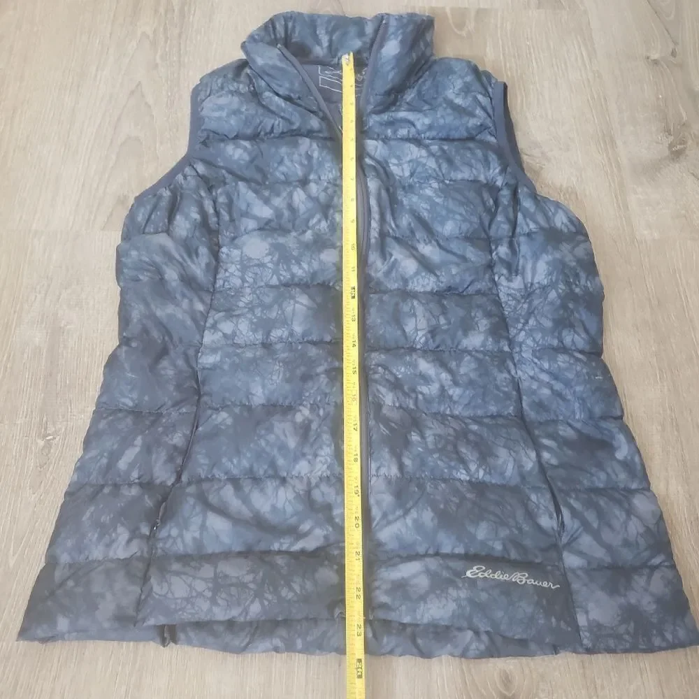 Eddie Bauer Womens EB650 Down Full‎ Zip Puffer Vest Jacket Small Marble Blue